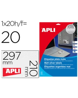 Etiqueta adhesiva apli 10071 metalizada 210x297 mm para fotocopiadora laser caja 20 hojas