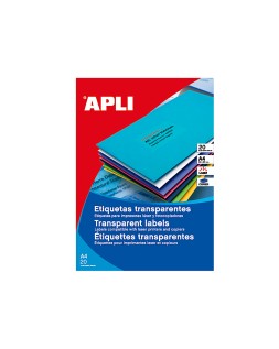Etiqueta adhesiva apli 1224 transparentes tamaño 70x37 mm para fotocopiadora laser caja 20 hojas con 480 etiquetas