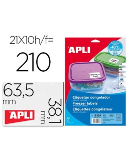 Etiqueta adhesiva apli 12328 tamaño 63,5x38,1 mm para congelados caja con 10 hojas a4 blancas directiva europea