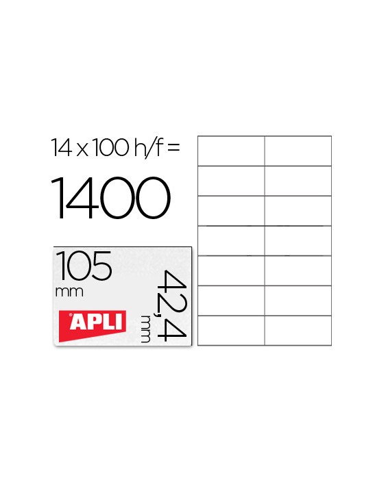 Etiqueta adhesiva apli 1277 tamaño 105x42.4 mm -fotocopiadora -laser e inkjet-caja con 1400 etiquetas