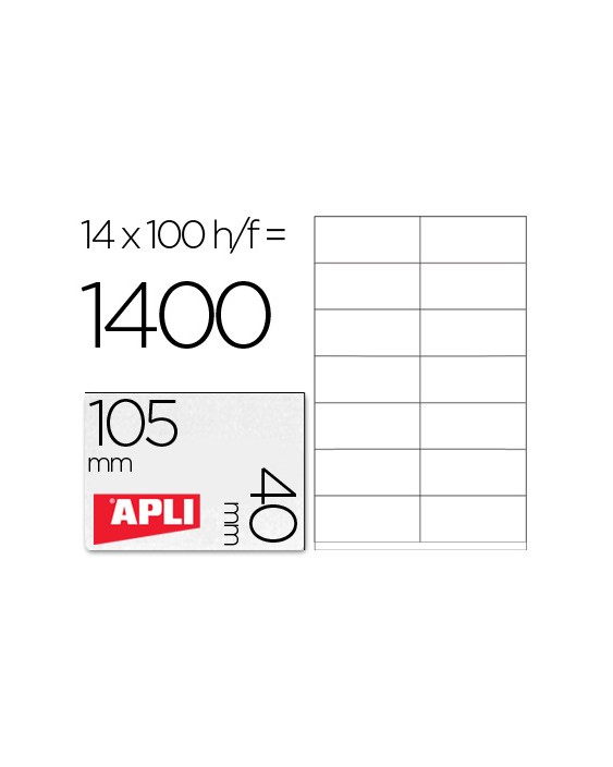 Etiqueta adhesiva apli 1275 tamaño 105x40 mm -fotocopiadora -laser -ink-jet-caja con 1400 etiquetas