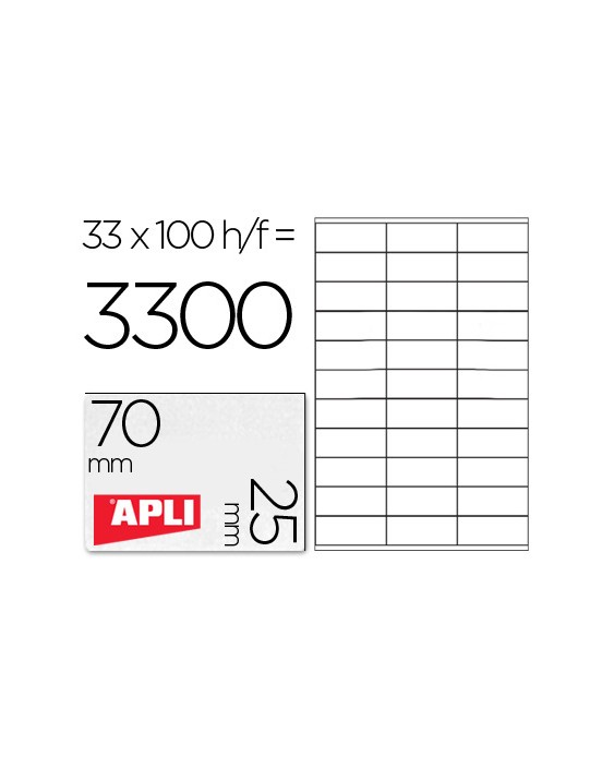 Etiqueta adhesiva apli 1270 tamaño 70x25 mm -fotocopiadora -laser -ink-jet-caja con 100 hojas din a4