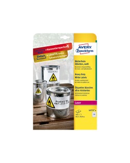 Etiqueta adhesiva resistente avery poliester blanco 99,1x139 mm para impresora laser pack de 32 unidades