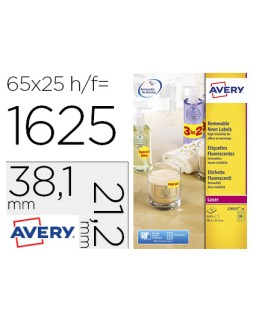 Etiqueta adhesiva avery tamaño 38,1x21,2 mm removible amarillo fluorescente caja de 1625 unidades
