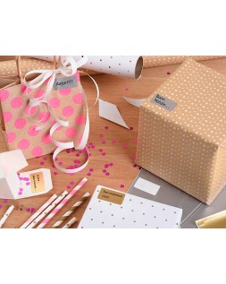 Etiqueta adhesiva tico papel satinado oro / plata laser medidas surtidas caja de 626 unidades