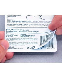 Etiqueta adhesiva cubriente avery permanente para impresora laser blanca 63,5x 38,1 mm caja de 525 unidades