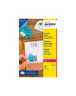Etiqueta adhesiva cubriente avery permanente para impresora laser blanca 63,5x 38,1 mm caja de 525 unidades