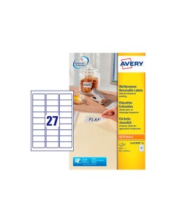 Etiqueta adhesiva avery blanca removible laser ink-jet fotocopiadora 63,5x29,6 mm caja de 675 unidades