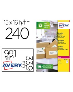 Etiqueta adhesiva avery blanca permanente reciclada 100% laser 99,1x33,9 mm caja de 240 unidades