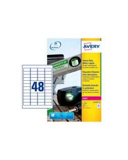 Etiqueta adhesiva resistente avery poliester blanco laser 45,7x21,2 mm caja de 960 unidades