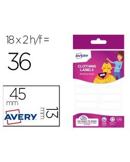 Etiqueta avery para textil sin planche 45x13 mm blister de 36 unidades