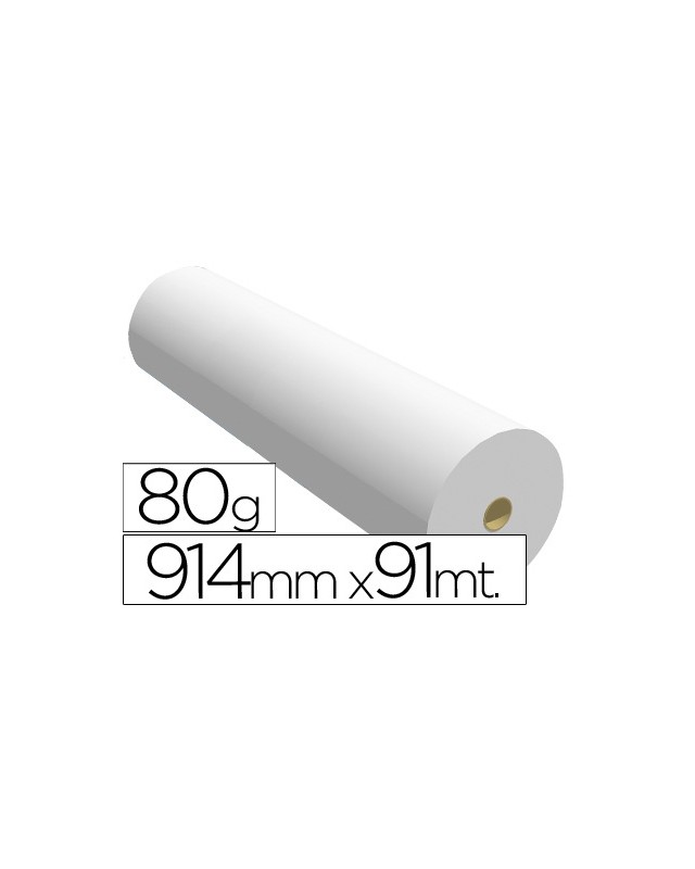 Papel reprografia para plotter 914mmx91mt 80 g impresion ink-jet