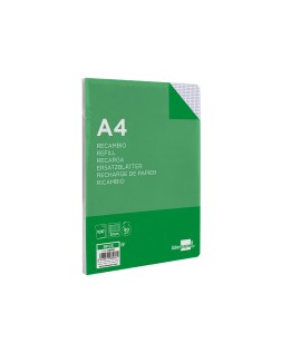 Recambio liderpapel a4 100 hojas 60gr cuadro 3 mm con margen 4 taladros