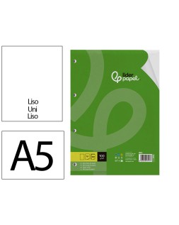 Recambio liderpapel a5 100 h 100gr liso doble margen 6 taladros