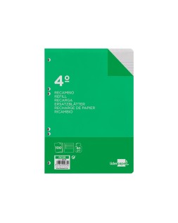 Recambio liderpapel cuarto 100 hojas 60gr horizontal con margen 6 taladros