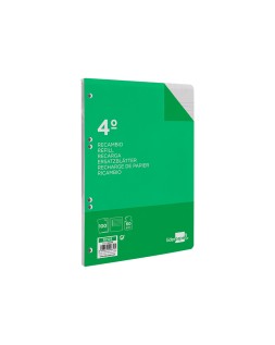 Recambio liderpapel cuarto 100 hojas 60gr horizontal con margen 6 taladros