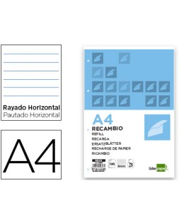 Recambio liderpapel a4 120 hojas 70gr horizontal sin ma rgen 4 taladros bandas de 5 colores