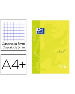 Recambio color 1 oxford din a4+ 80 hojas 90 gr cuadricula 5 mm tapa blanda 4 taladros lima touch