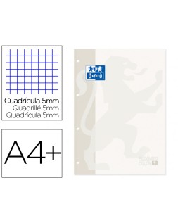 Recambio color 1 oxford din a4+ 80 hojas 90 gr cuadro 5 mm 4 taladros color blanco