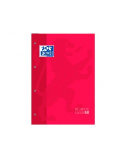 Recambio color 1 oxford din a4+ 80 hojas 90 gr cuadro 5 mm 4 taladros color rojo