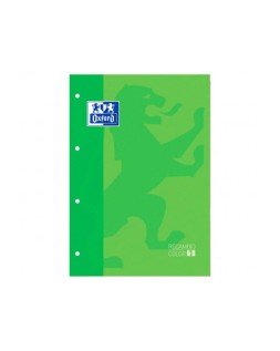 Recambio color 1 oxford din a4+ 80 hojas 90 gr cuadro 5 mm 4 taladros color verde manzana