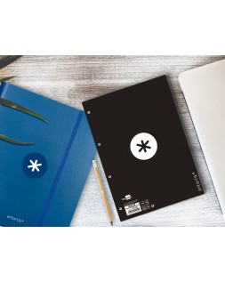 Recambio antartik a4 80 hojas 90gr cuadro 5 mm 4 taladros 1 banda marco color negro