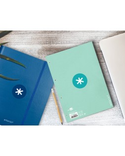 Recambio antartik a4 80 hojas 90gr cuadro 5 mm 4 taladros 1 banda marco color menta