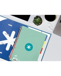 Recambio antartik a4 80 hojas 90gr cuadro 5 mm 4 taladros 1 banda marco color menta