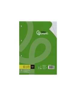 Recambio liderpapel a4 100 hojas 100gr cuadro 3mm con margen 4 taladros