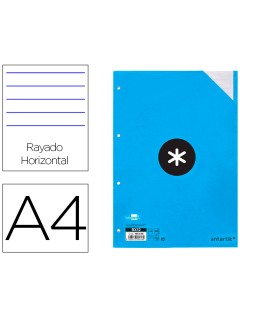 Recambio antartik a4 100 hojas 100gr rayado horizontal 4 taladros bandas de 5 colores