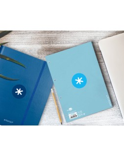 Recambio antartik a4 80 hojas 90gr cuadro 5mm 4 taladros 1 banda con marco color celeste