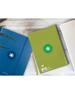 Recambio antartik a4 80 hojas 90gr cuadro 5mm 4 taladros 1 banda con marco color verde