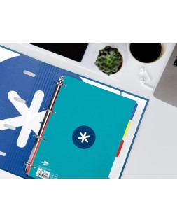 Recambio antartik a4 80 hojas 90gr cuadro 5mm 4 taladros 1 banda con marco color turquesa