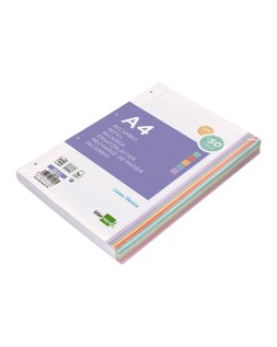 Recambio liderpapel a4 200+50 hojas 90gr cuadro 5mm 4 taladros bandas de 5 colores