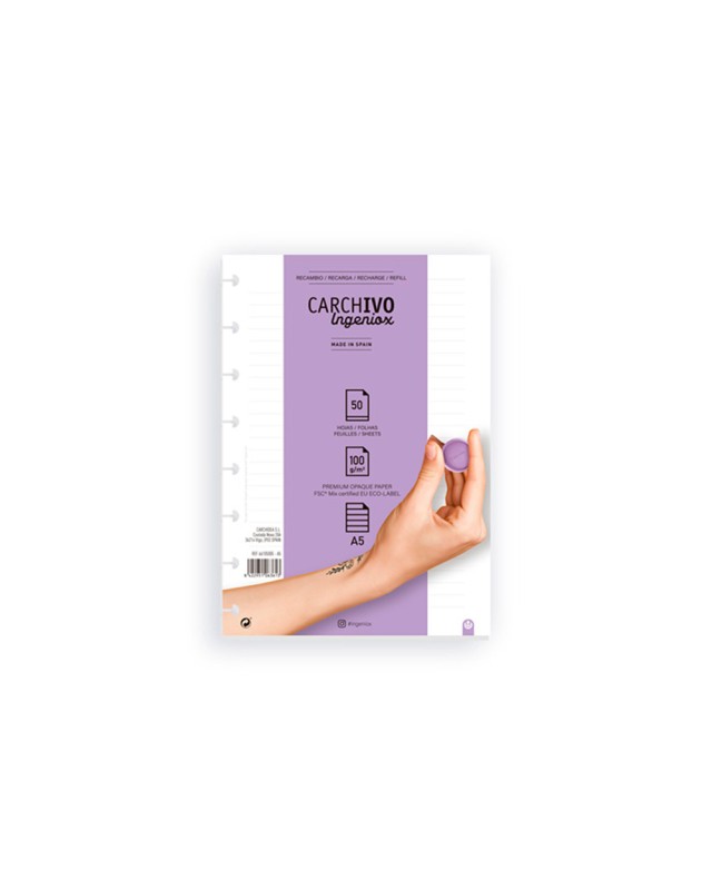 Recambio cuaderno carchivo ingeniox a5 50 hojas horizontal