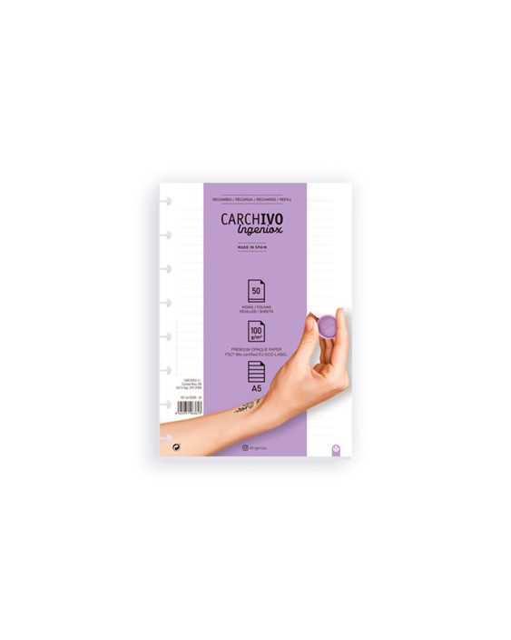 Recambio cuaderno carchivo ingeniox a5 50 hojas horizontal