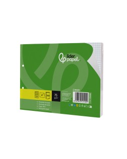 Recambio liderpapel din a5 apaisado 100 hojas 75 gr cuadro 4 mm 2 taladros con margen