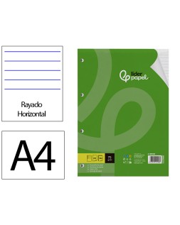 Recambio liderpapel a4 100 hojas 75gr horizontal con margen 4 taladros