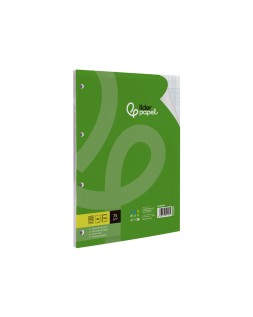 Recambio liderpapel a4 100 hojas 75gr milimetrado 2 mm sin margen 4 taladros