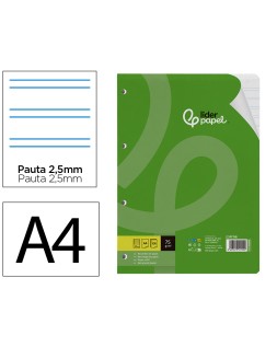 Recambio liderpapel a4 100 hojas 75gr pauta 5 2.5mm con margen 4 taladros