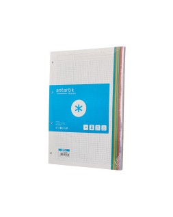 Recambio antartik a4 80 hojas 90 g cuadro 5 mm 4 taladros bandas de 5 colores pasteles