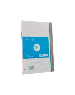 Recambio antartik a4 80 hojas 90 g cuadro 5 mm 4 taladros bandas de 5 colores pasteles