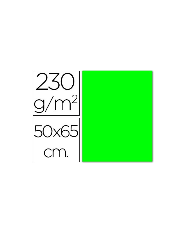 Cartulina fluorescente verde 50x65 cm 230 gr