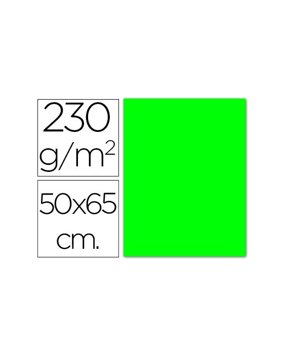 Cartulina fluorescente verde 50x65 cm 230 gr