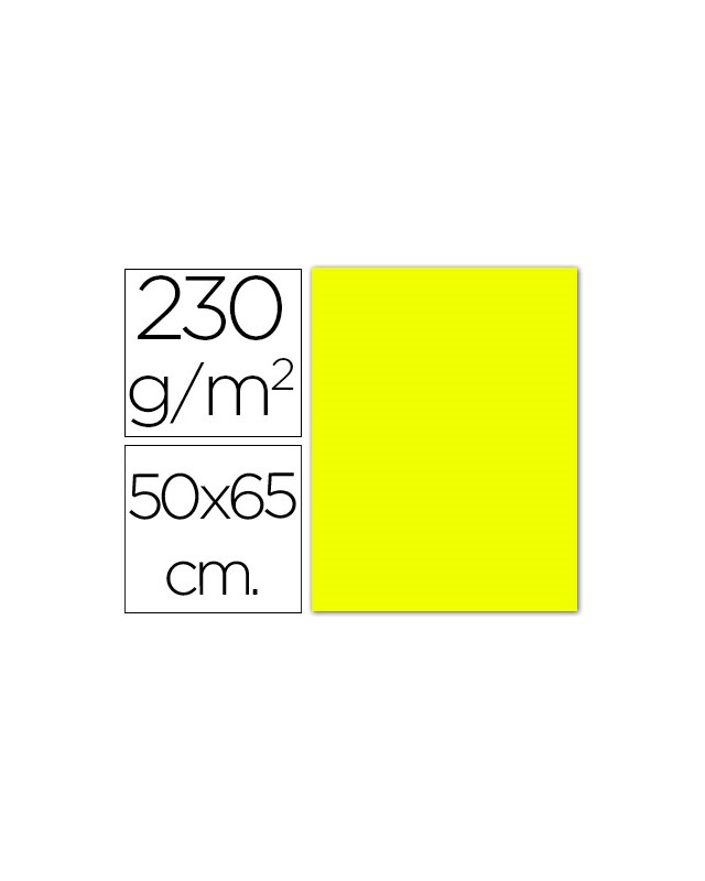 Cartulina fluorescente amarilla 50x65 cm 230 gr
