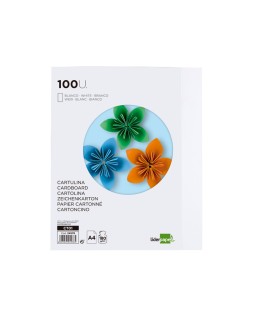 Cartulina liderpapel a4 180g/m2 blanco paquete de 100 hojas