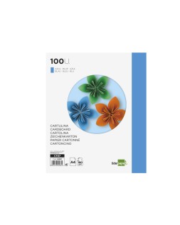 Cartulina liderpapel a4 180g/m2 azul paquete de 100 hojas