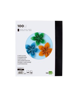 Cartulina liderpapel a4 180g/m2 negro paquete de 100 hojas