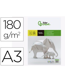 Cartulina liderpapel a3 180g/m2 blanco paquete de 100 hojas