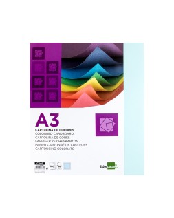 Cartulina liderpapel a3 180g/m2 celeste paquete de 100 hojas